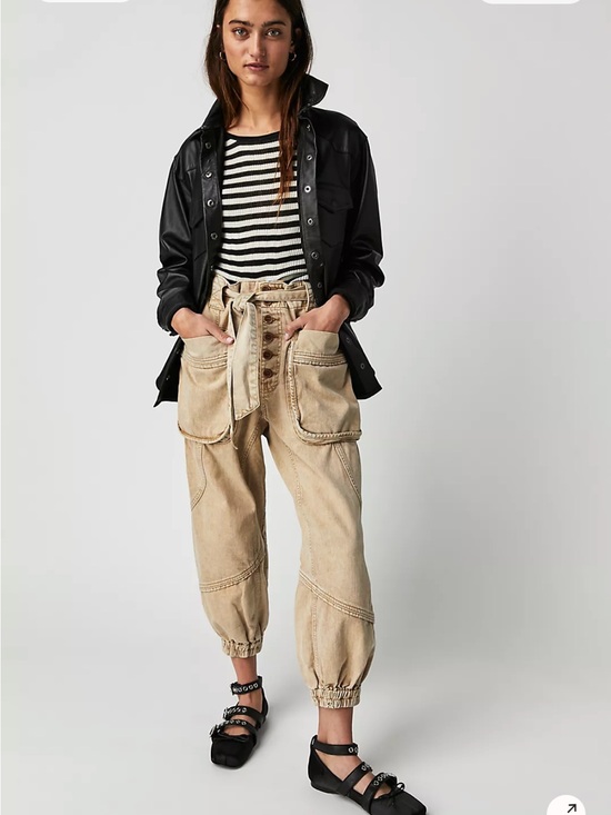 Free People Pants - Free People Mai Tai Joggers - Tan Paperbag Cargo Ankle Pants